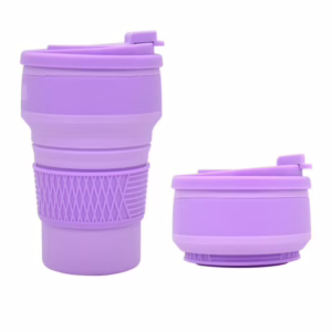 純色折疊矽膠咖啡杯